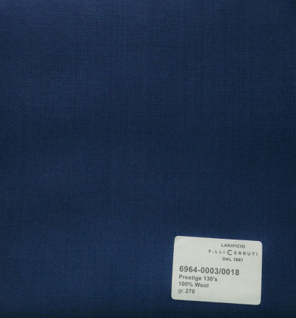 6964-0003/0018 - Cerruti Lanificio - Vải Suit 100% Wool - Xanh Dương Trơn